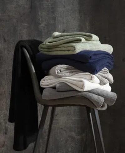 Kenneth Cole New York Essentials Waffle Grid Cotton Dobby Blanket In White