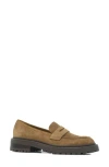 Kenneth Cole New York Fatima Lug Sole Penny Loafer In Caramel Suede