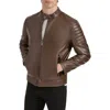 Kenneth Cole New York Faux Leather Moto Jacket In Brown