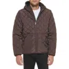 Kenneth Cole New York Faux Shearling Lined Hood Quilted Puffer Jacket In Brown