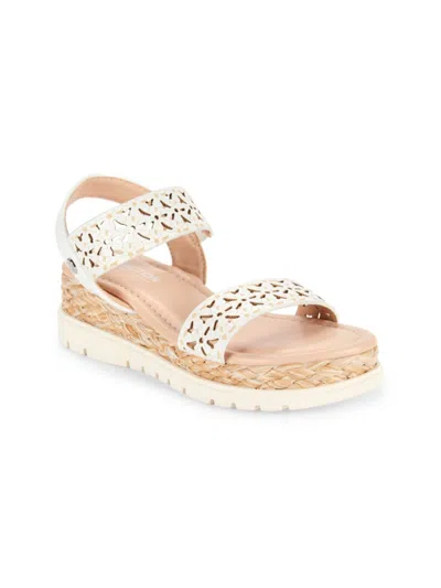 Kenneth Cole New York Kids' Little And Big Girls Arlo Lyssum Boho Look Wedge Sandals In White