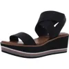 Kenneth Cole New York Harlow Eva Elastic Womens Cushioned Footbed Leather Wedge Sandals In Black
