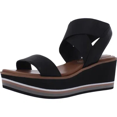Kenneth Cole New York Harlow Eva Elastic Womens Cushioned Footbed Leather Wedge Sandals In Black