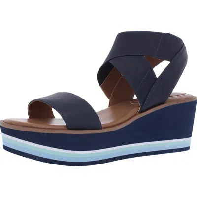 Kenneth Cole New York Harlow Eva Elastic Womens Cushioned Footbed Leather Wedge Sandals In Blue