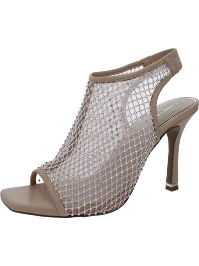 Kenneth Cole New York Hayley Womens Rhinestone Mesh Slingback Heels In Grey