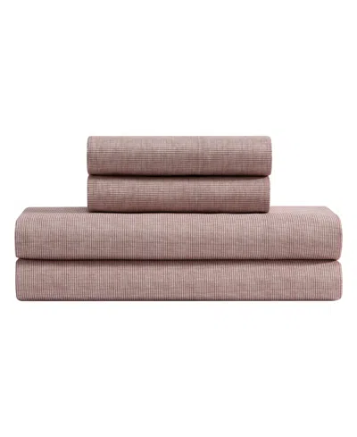 Kenneth Cole New York Haze Grid Washed Microfiber 4-piece Sheet Set, King In Brown