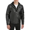 Kenneth Cole New York Hooded Faux Leather Jacket In Black