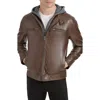 Kenneth Cole New York Hooded Faux Leather Jacket In Brown