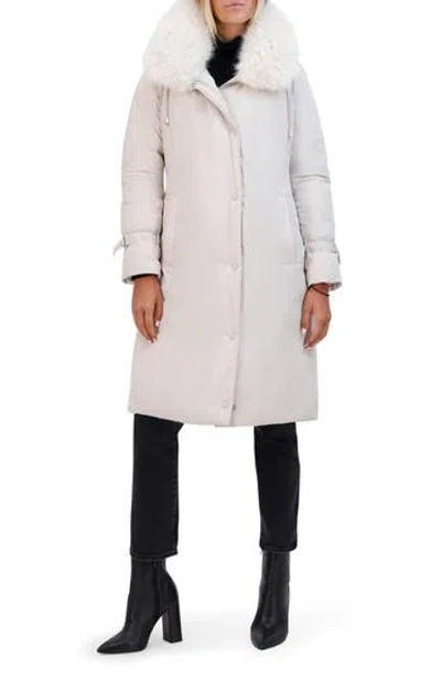 Kenneth Cole New York Hooded Jacket With Faux Fur Trim In Stone