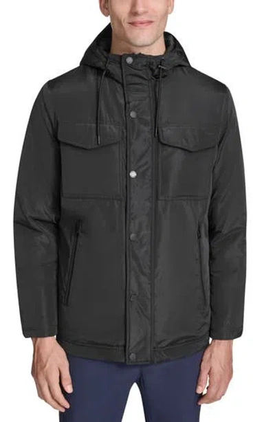 Kenneth Cole New York Hooded Utility Pocket Jacket In Black