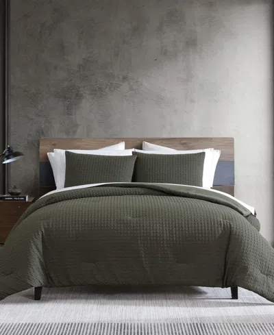 Kenneth Cole New York Houndstooth Embossed 3-pc. Duvet Cover Set, Full/queen In Forest Green