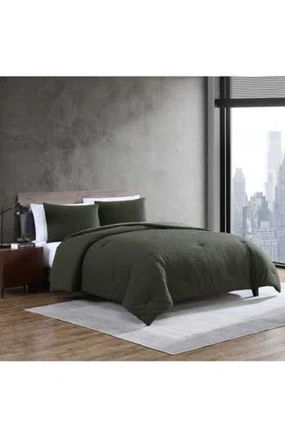 Kenneth Cole New York Houndstooth Embossed Comforter Set In Green