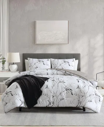 Kenneth Cole New York Closeout!  Ink Wash Vine 3-pc. Comforter Set, Twin In Black,warm Grey