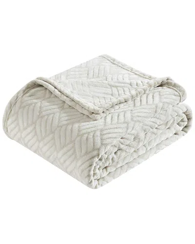 Kenneth Cole New York Jacquard Plush Blanket In White