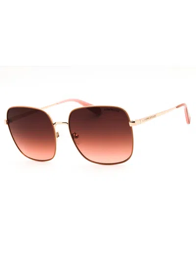 Kenneth Cole New York Kc00025 Rectangular Metal Sunglasses For Women In Brown