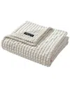Kenneth Cole New York Kcny Textured Solid Jacquard Plush Reversible Throw  Blanket In Light Beige