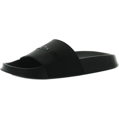Kenneth Cole New York Kenny Logo Slide Womens Slip On Flat Slide Sandals In Black