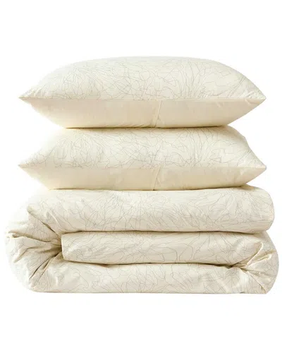 Kenneth Cole New York Linear Floral Duvet Set In Neutral