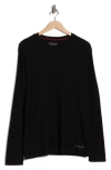 Kenneth Cole New York Long Sleeve Waffle Knit Sleep T-shirt In Black