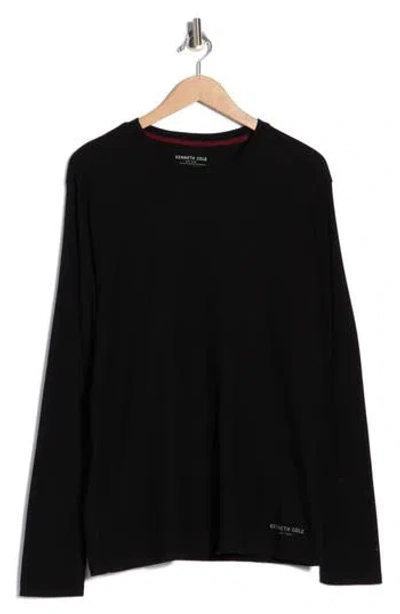 Kenneth Cole New York Long Sleeve Waffle Knit Sleep T-shirt In Black