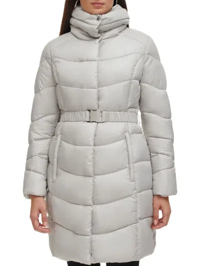 Kenneth Cole New York Longline Puffer Jacket In Silver