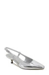 Kenneth Cole New York Martha Kitten Heel Slingback Pump In Silver