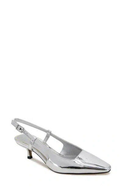 Kenneth Cole New York Martha Kitten Heel Slingback Pump In Silver