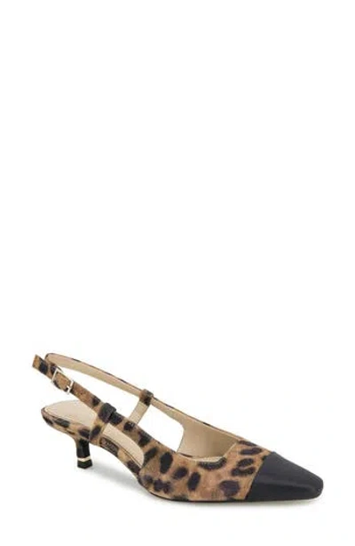 Kenneth Cole New York Martha Slingback Cap Toe Kitten Heel Pump In Brown
