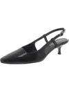 Kenneth Cole New York Martha Womens Leather Kitten Slingback Heels In Black