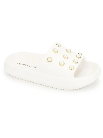 Kenneth Cole New York Mello Eva Pearl Womens Embellished Comfort Insole Slide Sandals In Multi