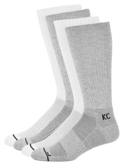 Kenneth Cole New York Men's 4-pack Logo Crew Socks In White