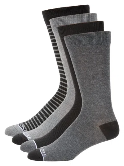 Kenneth Cole New York Men's 4-pack Ribbed Logo Crew Socks In Navy Multi