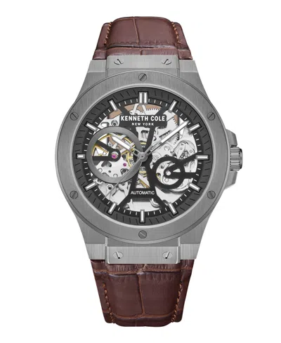 Kenneth Cole New York Men's Automatic Brown Genuine Leather Watch 43mm