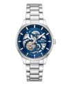Kenneth Cole New York Mechanical Silver Stainless Steel Watch 42mm In Silver