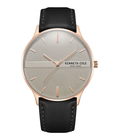Kenneth Cole New York Men's Modern Classic Black Genuine Leather Strap Watch 42mm