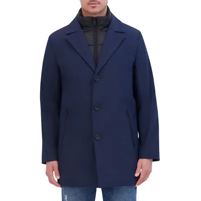 Kenneth Cole New York Mens Lined Polyester Raincoat In Blue