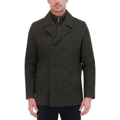 Kenneth Cole New York Mens Wool Blend Cold Weather Pea Coat In Green