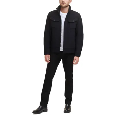 Kenneth Cole New York Mens Wool Blend Cold Weather Trucker Jacket In Black