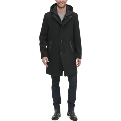 Kenneth Cole New York Mens Wool Blend Midi Jacket In Black