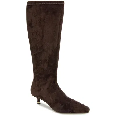 Kenneth Cole New York Meridith Womens Zipper Manmade Knee-high Boots In Chocolate