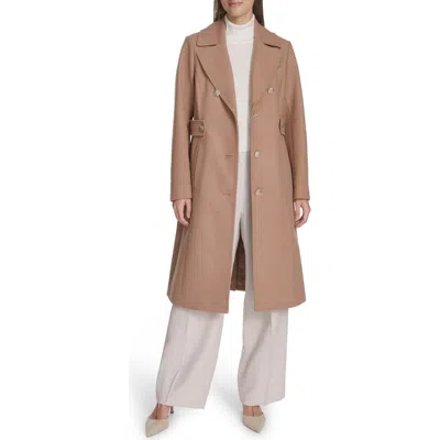 Kenneth Cole New York Notch Lapel Military Coat In Brown