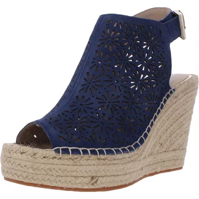 KENNETH COLE NEW YORK OLIVIA PERF WOMENS SUEDE PEEP TOE WEDGE SANDALS