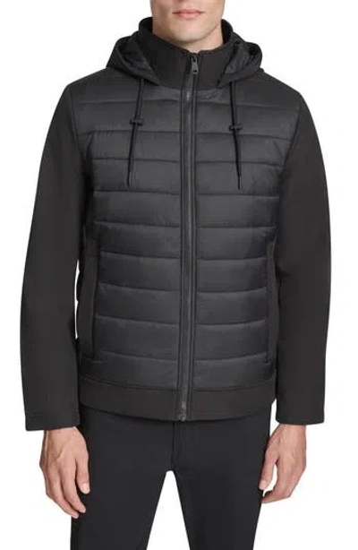 Kenneth Cole New York Quilted Zip-up Jacket In Black