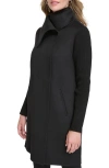 Kenneth Cole New York Rib Sleeve Mixed Media Coat In Black