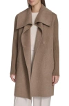 Kenneth Cole New York Rib Sleeve Mixed Media Coat In Brown