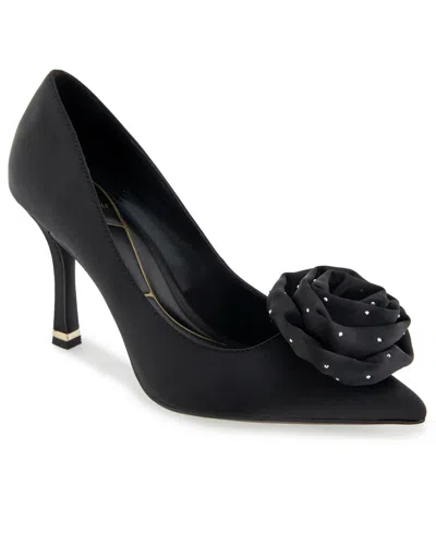 Kenneth Cole New York Romi Rosette Slip-on Pumps In Black Satin