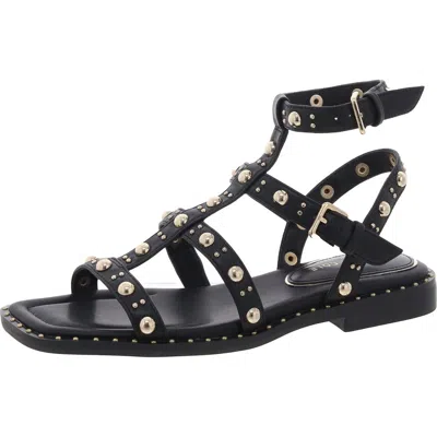 Kenneth Cole New York Ruby Womens Faux Leather Caged Slingback Sandals In Black