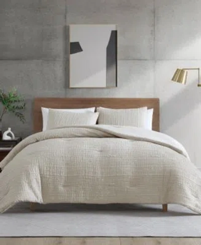 Kenneth Cole New York Serenity Wavy Lines Beige Embossed Duvet Cover Sets In Sand