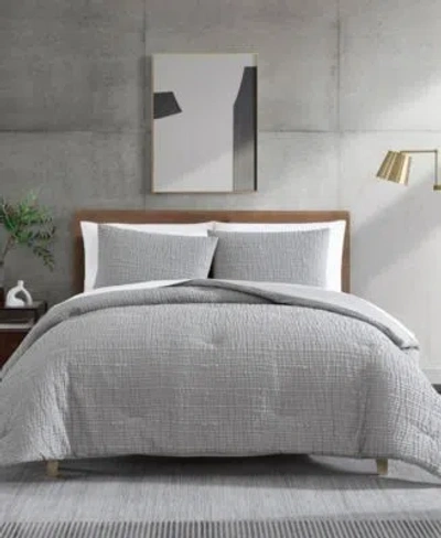 Kenneth Cole New York Serenity Wavy Lines Embossed Comforter Sets In Gray