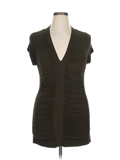 Pre-owned Kenneth Cole New York Short Sleeve Top Brown Plunge Neckline Tops